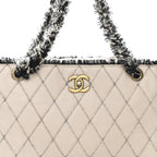 Tweed Calfskin Tweedy Shopping Tote Beige