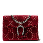 Velvet GG Monogram Mini Dionysus Chain Wallet Red Cipria