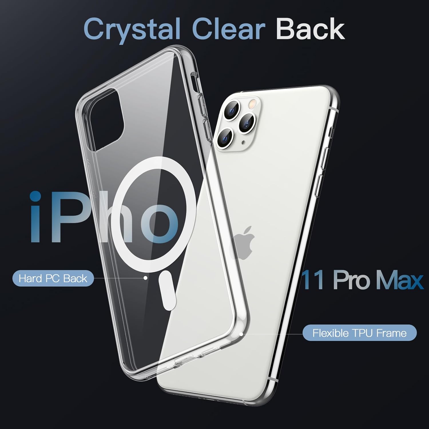 Entronix [Magnetic] Case Compatible with iPhone 11 Pro Max - [Hard Back] Thick Clear