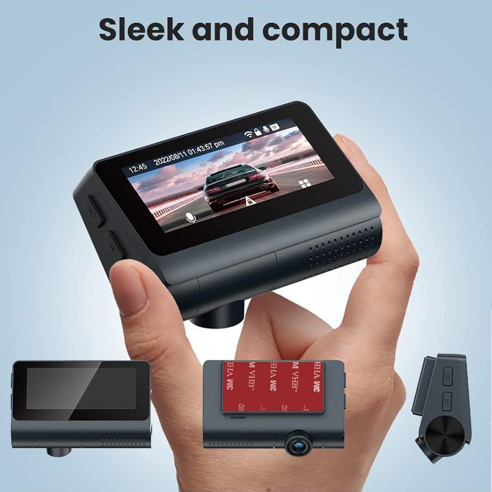 Front and rear Dash Cam, with 64GB card, 3.8 "4K UHD Wifi GPS touchscreen
