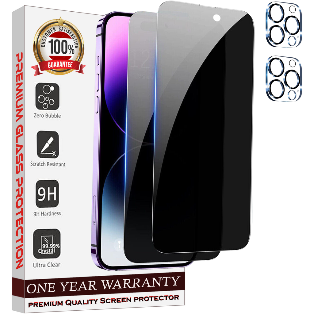 Entronix Anti-Spy Privacy Screen Protector & Camera Lens Protector Compatible with iPhone 16 Pro - 4-Piece Combo