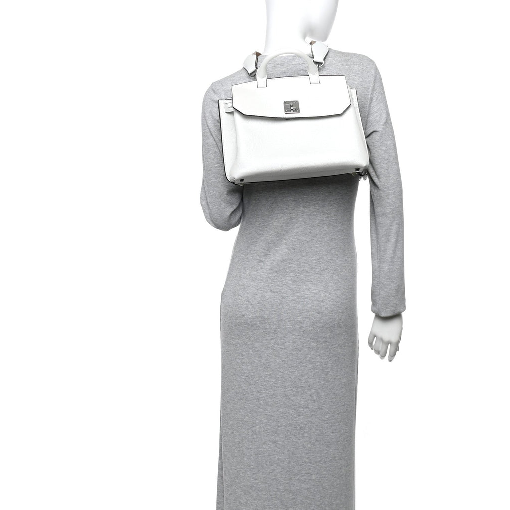 Grained Calfskin Medium Milla Convertible Backpack White Flake