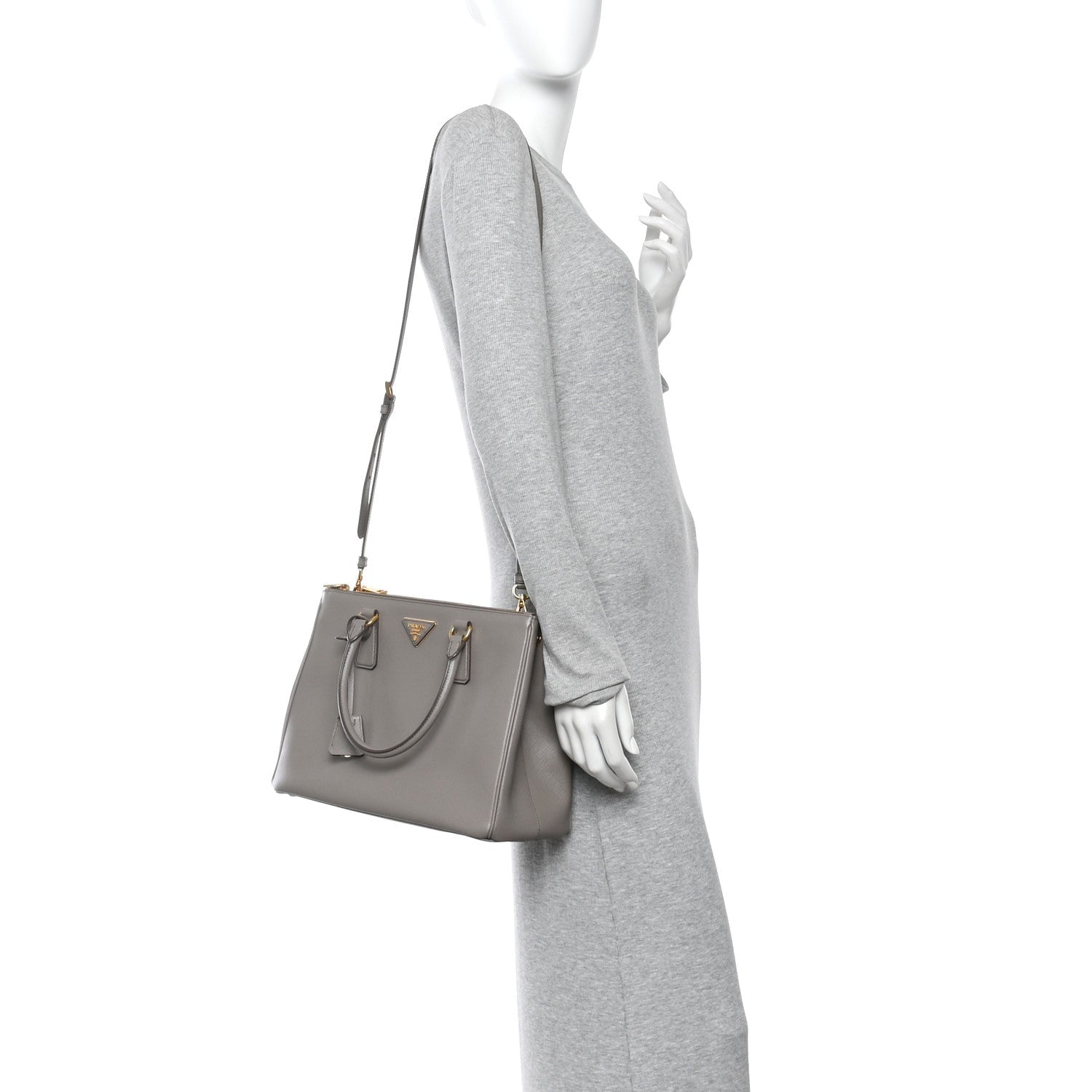 Saffiano Lux Large Galleria Double Zip Tote Argilla