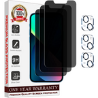 Entronix Anti-Spy Privacy Screen Protector & Camera Lens Protector Compatible with iPhone 13 Mini - 6-Piece Combo