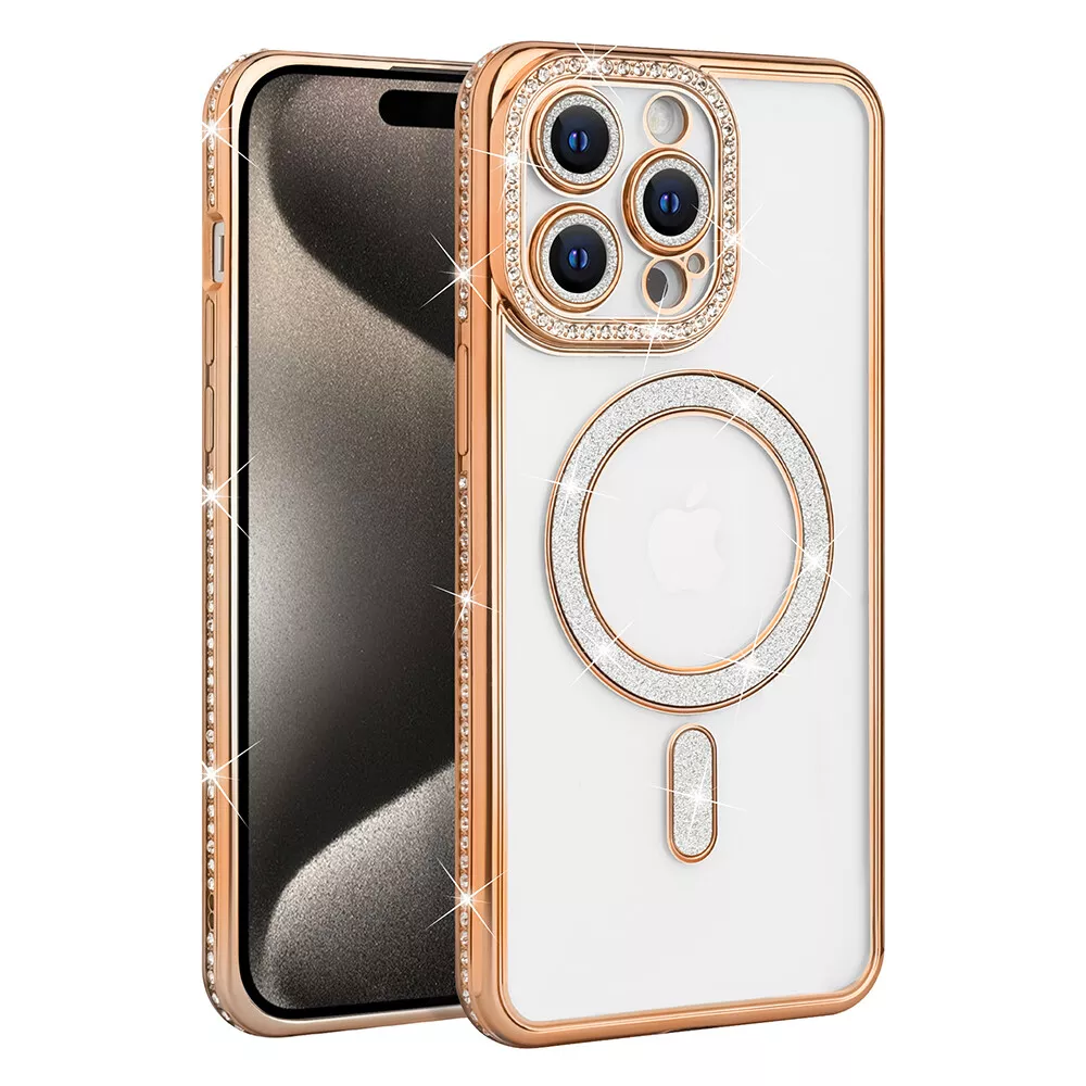 Entronix [Magnetic] Case Compatible with iPhone 15 Pro - [Clear Back] Luxury Diamonds