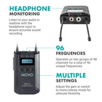 Movo WMX-20-DUO 48-Channel UHF Wireless Mic System