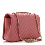 Calfskin Chevron Quilted Small Statement Flap Pink