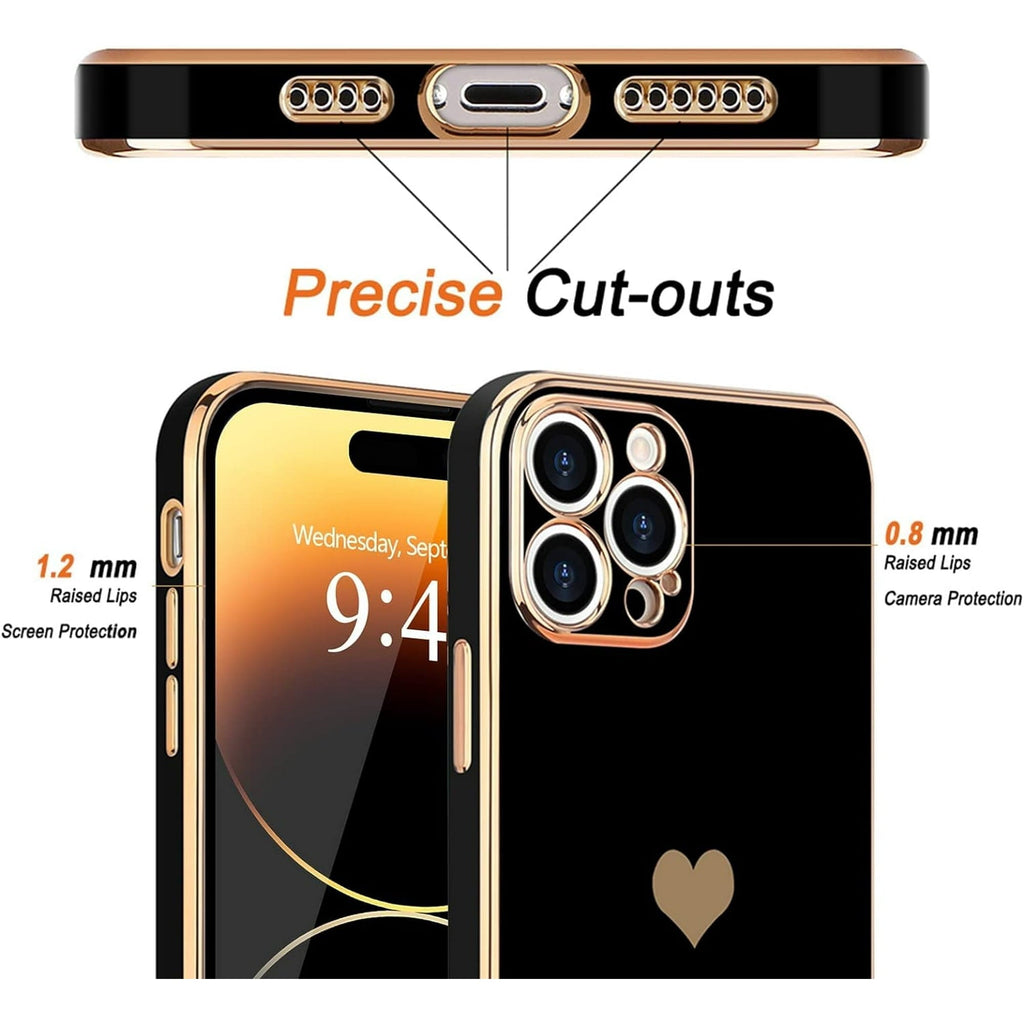 Entronix Case Compatible with iPhone 14 Pro Max - [Flexible] Luxury Glossy Heart