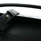 X SUNA FUJITA Satin Calfskin Small Lemur Puzzle Edge Bag Black