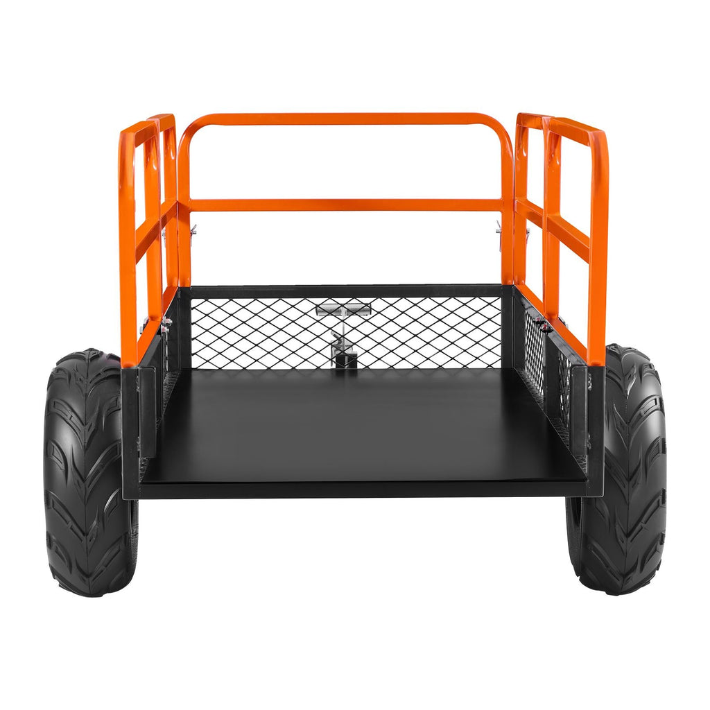 Garden Utility Trailer, 22 Cu. Ft. & 1600lbs, ATV UTV Trailer, Tow Behind Steel Dump Trailers, Removable Rear Panel, Heavy Duty Pull Behind Yard Trailers for Lawn Mower Tractor Garden Waste