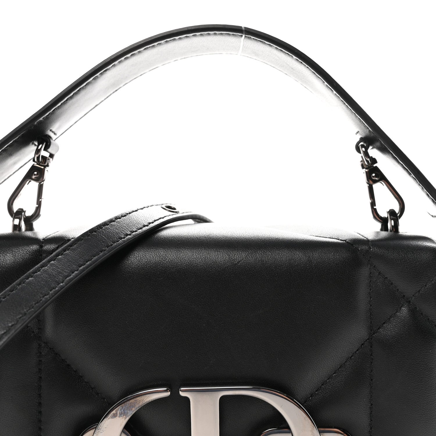 Lambskin Maxi Cannage Small 30 Montaigne Chain Top Handle Bag Black