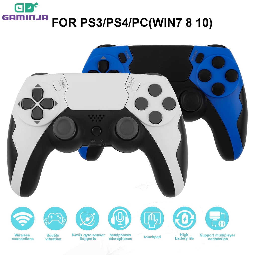 Wireless Dual Vibration Game Controller with 6-Axis Gyros for PS4, PS3, and PC