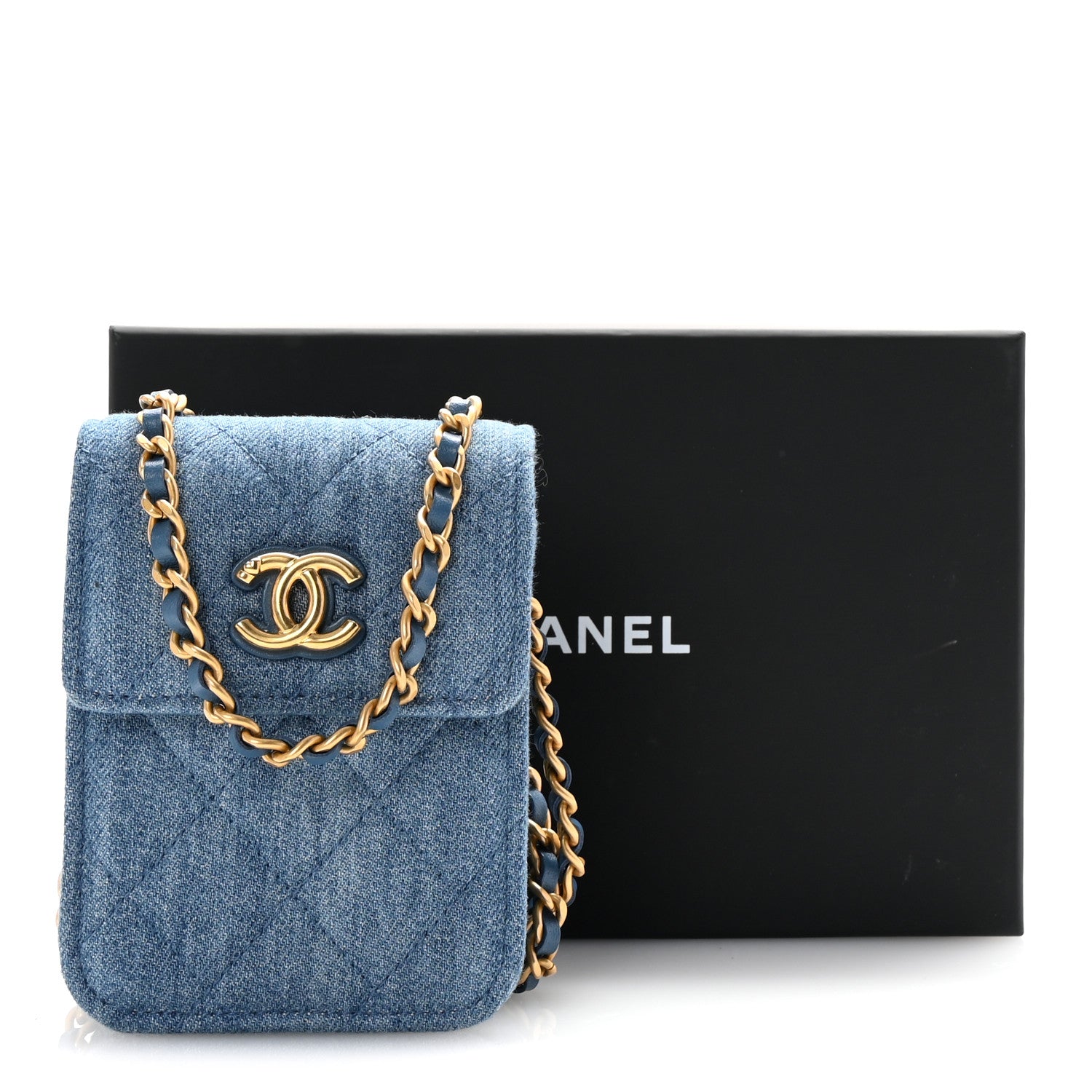 Denim Quilted Flap Mini Crossbody Blue