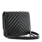Aged Calfskin Chevron Quilted Reissue 2.55 Square Wallet On Chain WOC So Black