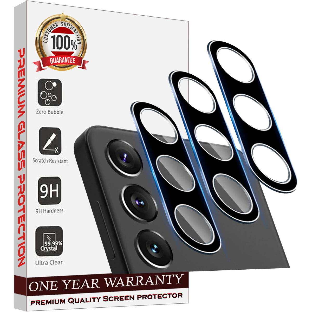 Entronix Clear Camera Lens Protector Compatible with Galaxy S22 - 3-Piece Combo
