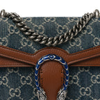 New Denim GG Monogram Dollar Calfskin Enamel Mini Dionysus Shoulder Bag Blue Tea Cuir Epilog Electric Blue