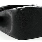 Caviar Quilted Jumbo Double Flap Black