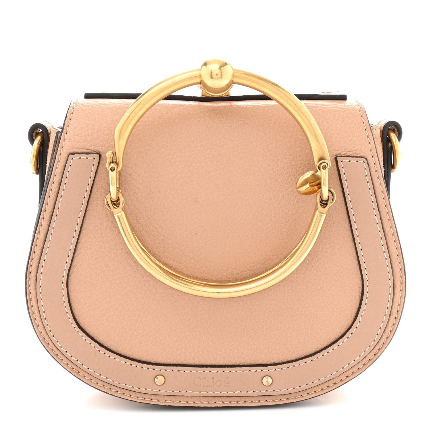 Calfskin Suede Small Nile Bracelet Bag Biscotti Beige