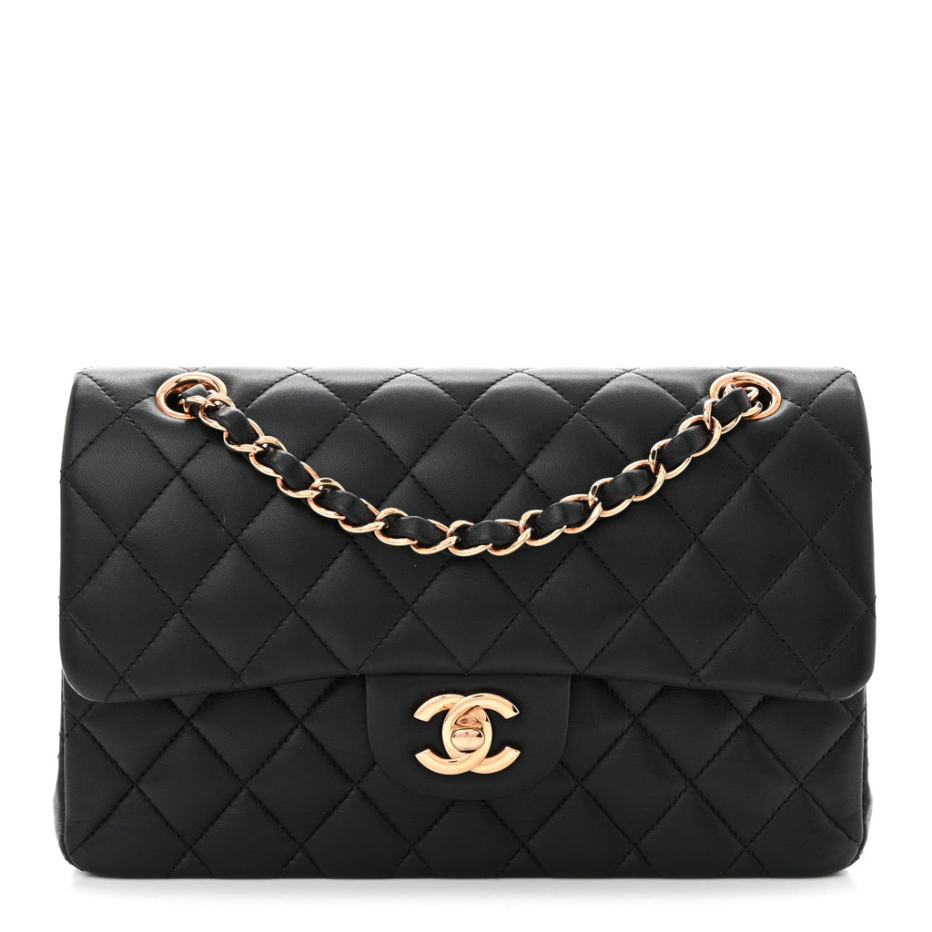 Lambskin Quilted Small Double Flap Black