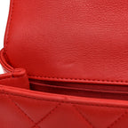 Calfskin Quilted Flap Waist Bag Red