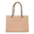 Caviar Quilted Grand Shopping Tote GST Beige