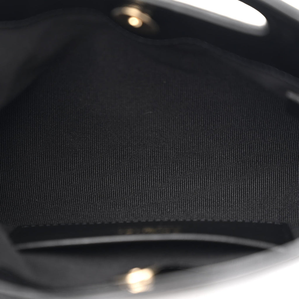 Shiny Crumpled Calfskin Quilted Nano 31 Shopping Bag Black