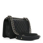 Lambskin Quilted Small Boy Flap Black