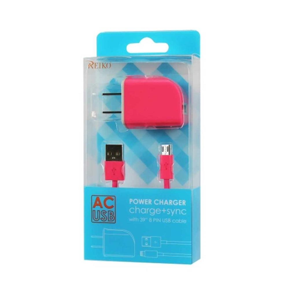 Reiko Micro Usb 1 Amp Portable Micro Travel Adapter Charger With Cable In Hot Pink