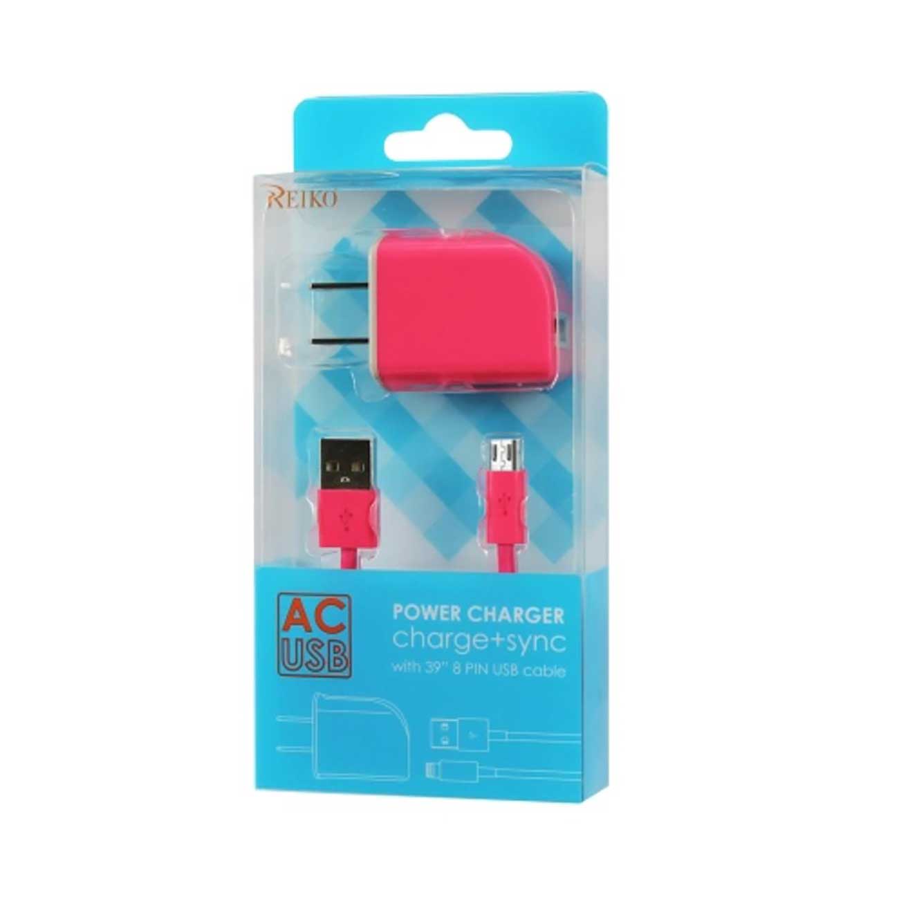 Reiko Micro Usb 1 Amp Portable Micro Travel Adapter Charger With Cable In Hot Pink