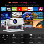 Android HD Digital Projector with Holder - Smart Outdoor Projector with HDMI, USB, and Wireless Connectivity for Home Cinema