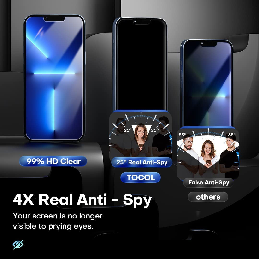 Entronix Anti-Spy Privacy Screen Protector Compatible with iPhone 15 - 3-Piece Combo