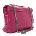 Calfskin Y Quilted Monogram Medium Loulou Chain Satchel Freesia