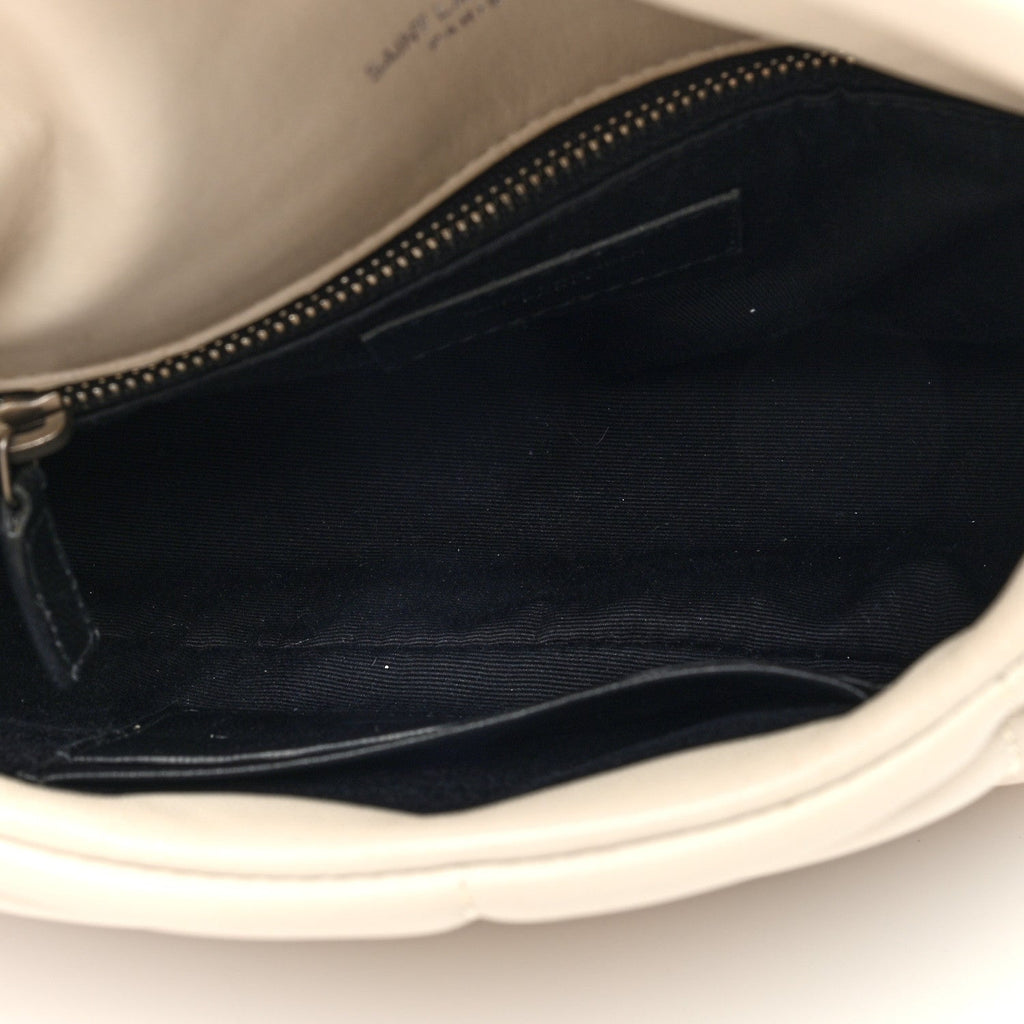 Lambskin Quilted Toy Loulou Puffer Monogram Chain Satchel Crema Soft