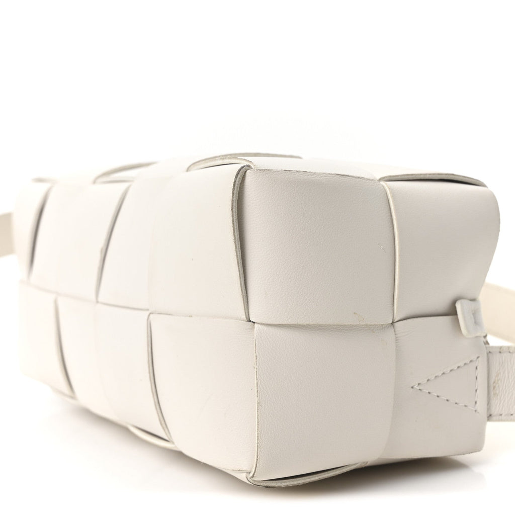 Lambskin Maxi Intrecciato Small Brick Cassette Bag White