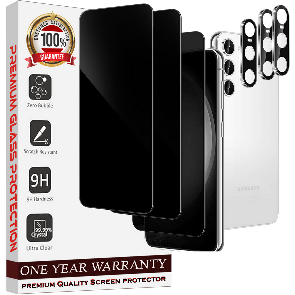 Entronix Anti-Spy Privacy Screen Protector & Camera Lens Protector Compatible with Galaxy S22 - 6-Piece Combo