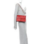 Lambskin Quilted Medium Single Flap Red
