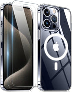 Entronix Bundle Compatible with iPhone 15 - [Magnetic] Clear Case & 2 Clear Screen Protectors