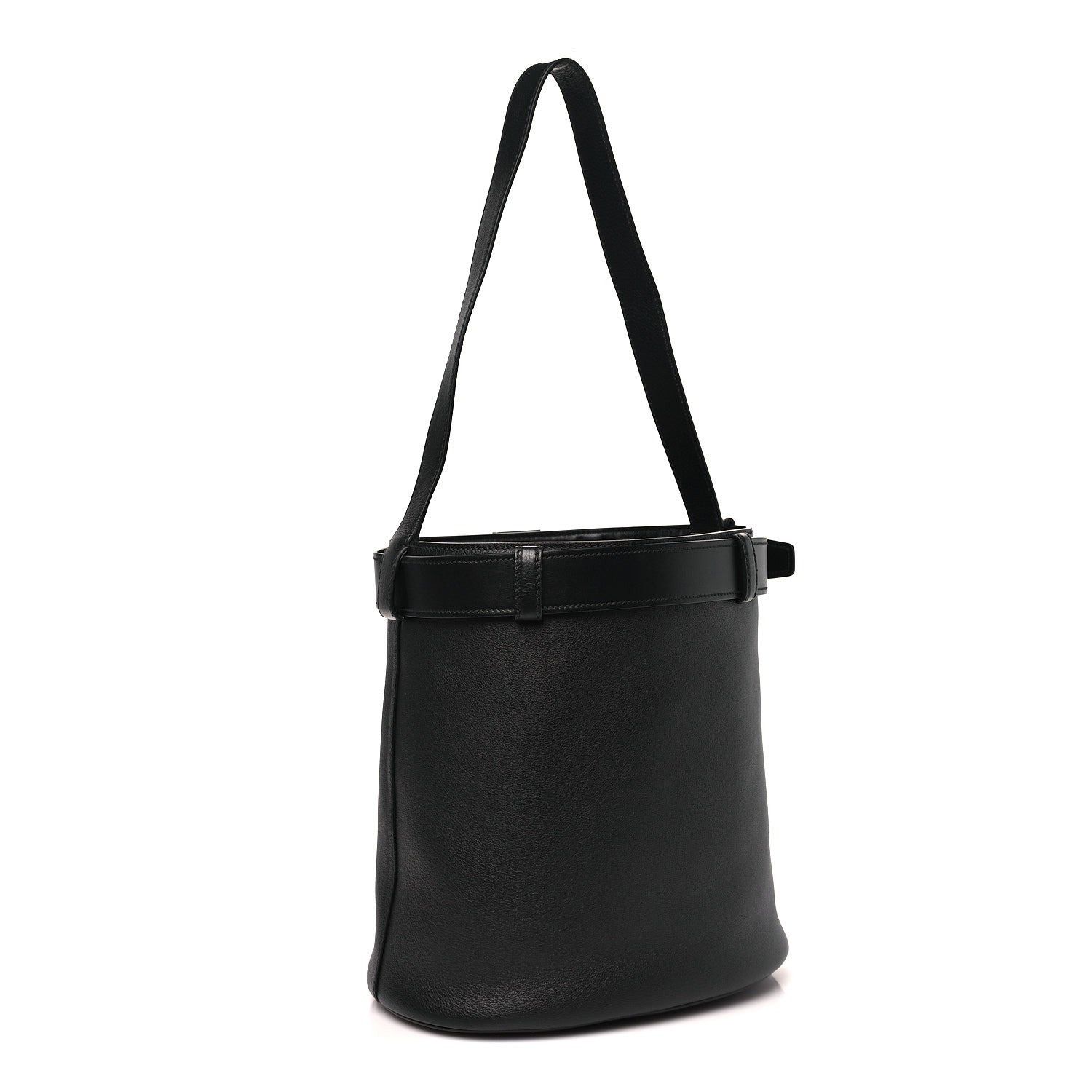 Soft Grained Vitello Daino Secchiello Bucket Bag Black
