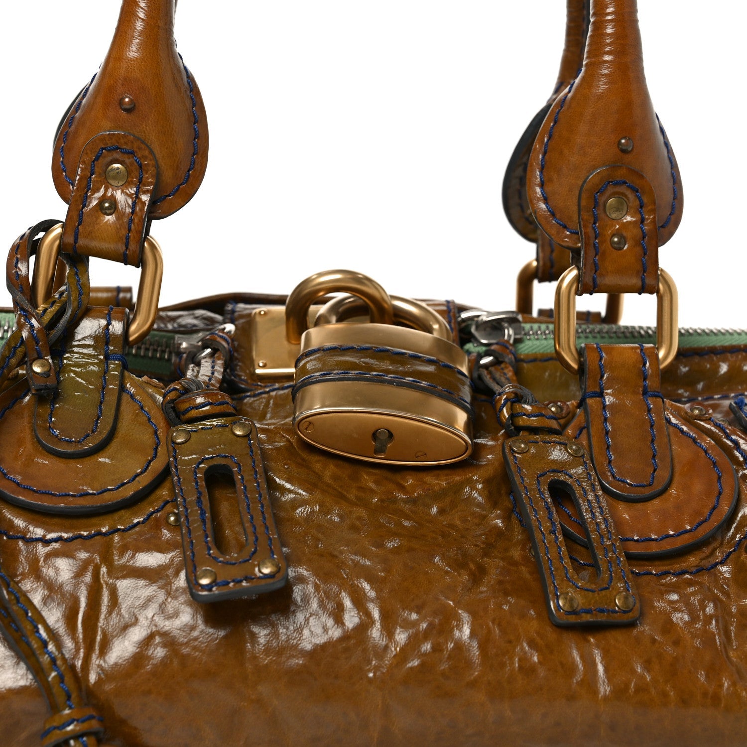 Crinkled Patent Medium Paddington Satchel