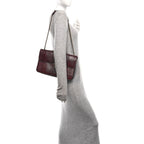 Lizard Lambskin Quilted Large Perfect Edge Flap Burgundy