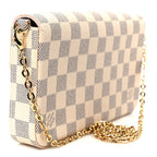 Damier Azur Pochette Felicie Chain Wallet Rose Ballerine
