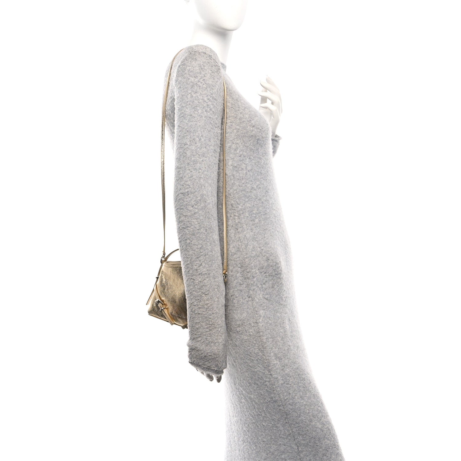 Metallic Tumbled Calfskin Nano Voyou Bag Golden Sand