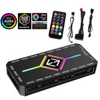 3-in-1 PWM Magnetic ARGB Fan Hub Splitter with Remote Control for PC - Supports Up to 9 Fans and Custom Lighting