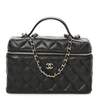 Caviar Quilted Top Handle Slim Vanity With Chain Black
