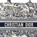 Canvas Embroidered Large Dioriviera Toile De Jouy Book Tote Blue