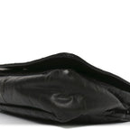 Glazed Calfskin Quilted CC XL Single Flap Black