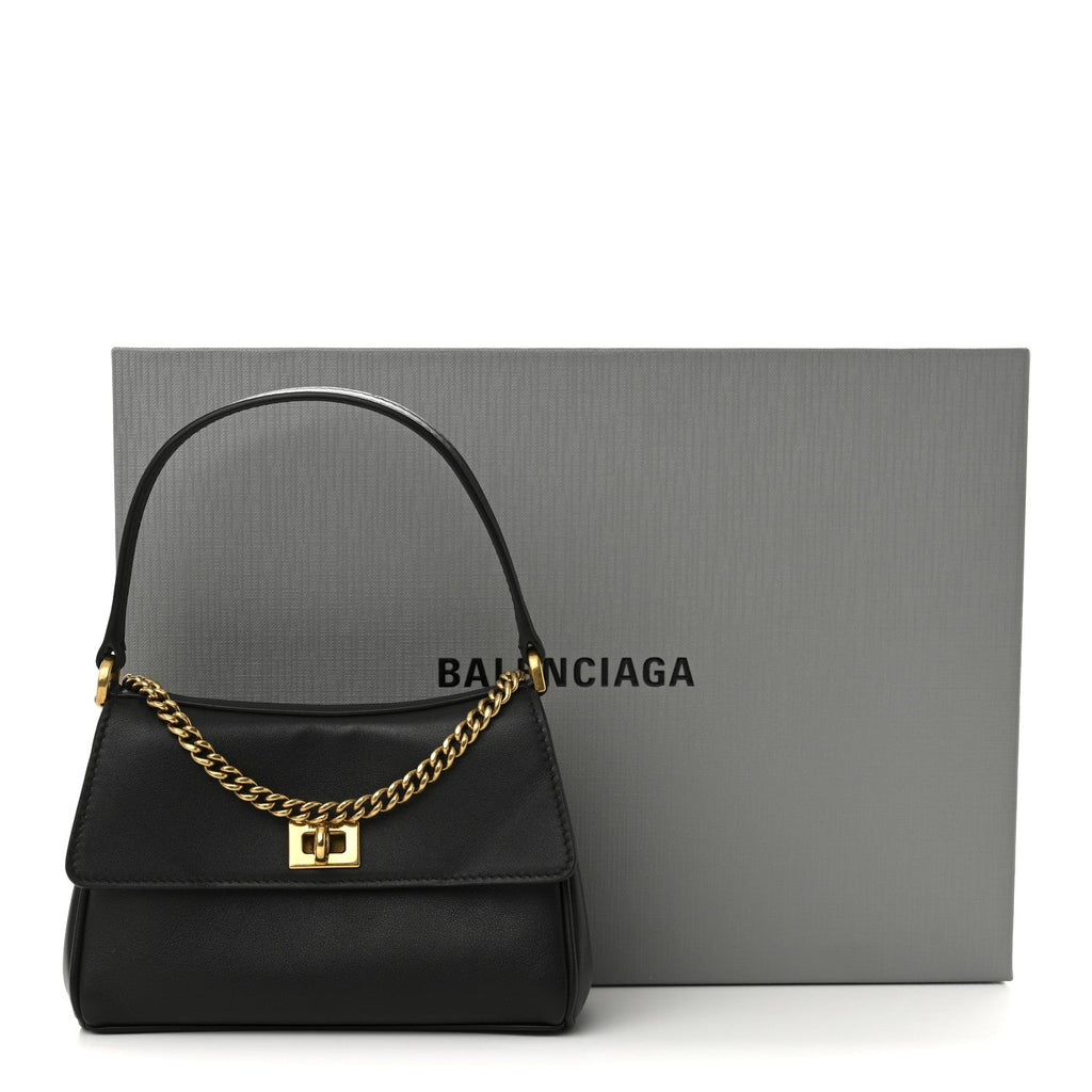 Natural Smooth Calfskin Nano Rodeo Top Handle Handbag Black
