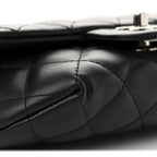 Calfskin Quilted CC Uniform Flap Belt Bag Black