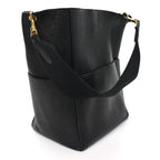 Soft Grained Calfskin Sangle Bucket Bag Black
