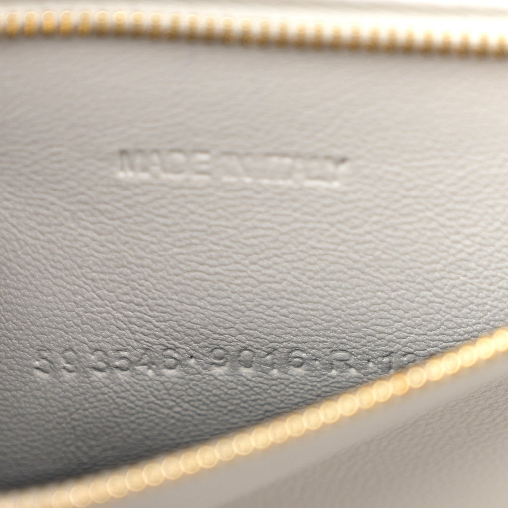 Calfskin Crocodile Embossed Small Hourglass Top Handle Bag White